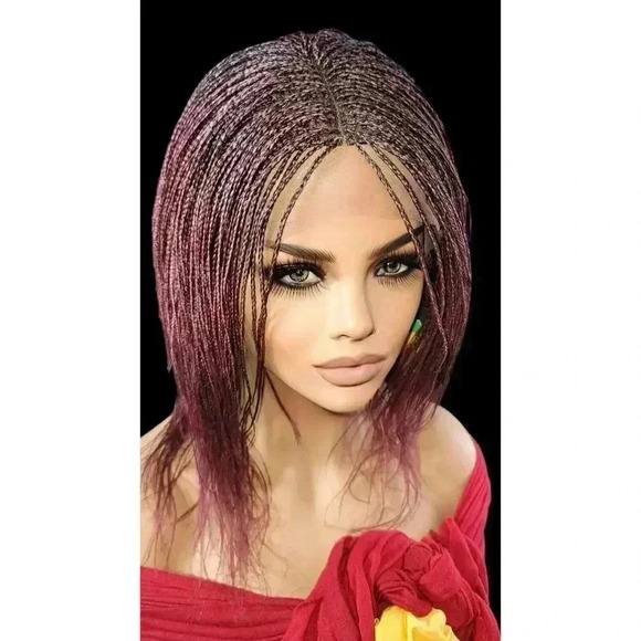 Handmade Braided Lace Wigs, Bob cut, short Micro millions braids. NWT Red Wig - Picture 9 of 15